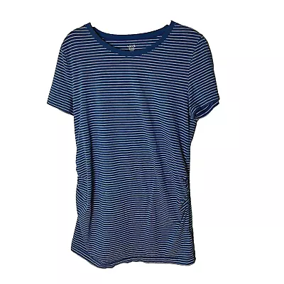 GAP Maternity Top Size Large Short Sleeves Blue White Stripes Cotton Blend • $15.28