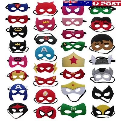 32PCS Kids Fancy Dress Face Masks Superhero Felt Mask Party Movie Costume AU • $18.99