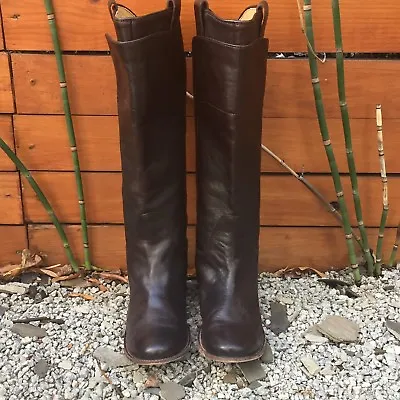 Women's 7B FRYE  PAIGE 77534 Brown Leather Tall Knee High Riding Boots • $129.99
