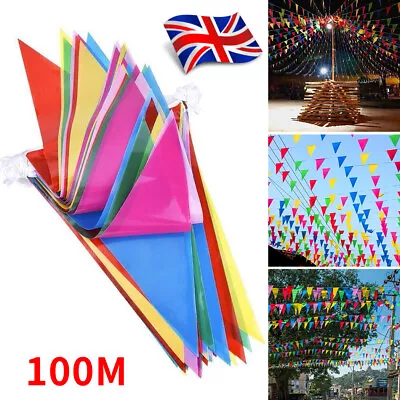 100M-200M Multi Colour Banner Bunting Party Event Home Garden Wedding Decoration • £7.58