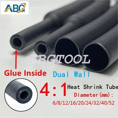 4:1 Shrink Heat Shrink Tube Double Wall Tube With Glue Heat Shrink Tube Black AU • $89.99