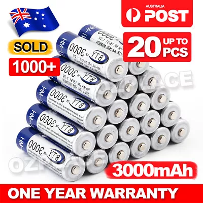 OZ 4-20X BTY AA Rechargeable Battery Recharge Batteries 1.2V 3000mAh Ni-MH • $7.45