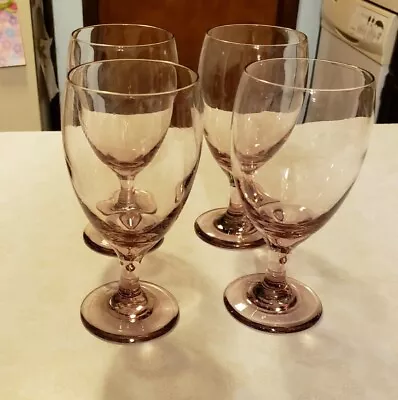 Vintage Set Of 4 Libbey Plum Premiere Stemware Wine Glasses 7'' Tall • $25