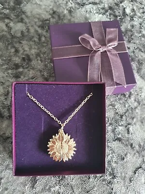 ♡Rose Gold Finish Opening Sunflower Necklace 'you Are My Sunshine' Gift Boxed♡ • £8.99