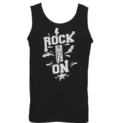Rock On Mens Funny Music Vest Roll Electric Guitar Pink Floyd AC-DC Festival • £11.99