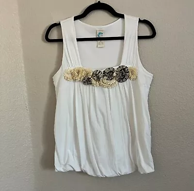Anthropologie  C. Keer Floral Pleated Balloon Top Small • $24.99