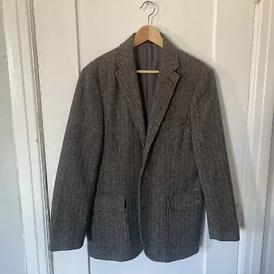 J.Crew Moon England Blazer Jacket Mens 38R Yorkshire Tweed Wool Gray Herringbone • $100