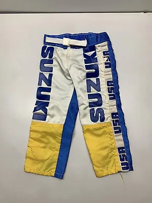 Vintage Suzuki USA Motocross Dirtbike Racing Pants Youth Kids Size 4 • $74.99