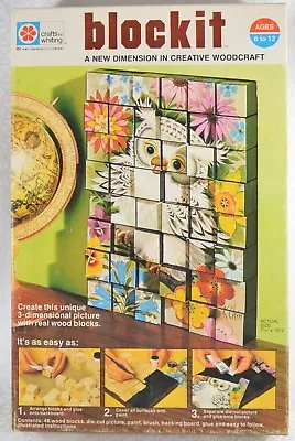 Milton Bradley Vintage Crafts By Whiting BLOCKIT Wood Craft Kit K CHIN OWL 1973 • $29.99