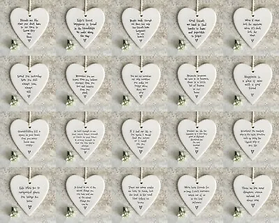 £5.99 • Buy East Of India Porcelain Hanging Round Heart Keepsake Sentiment Gift With Saying