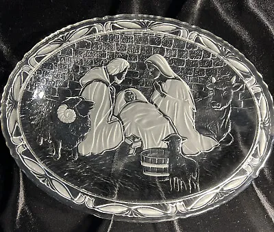 Mikasa Nativity Oval Glass Crystal Platter 9Inches Holiday Tableware Holy Family • $12