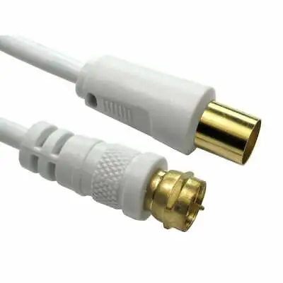 Coax F Type To TV Aerial Cable Coaxial Connector RF Fly Satellite Screw Lead • £8.99