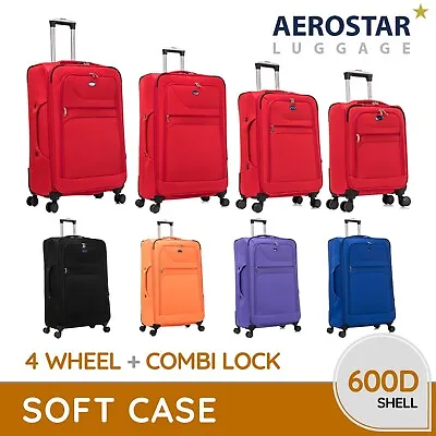 XL /L /M Cabin  Checked In Soft Luggage 4 Wheel Lightweight Expandable Suitcase • £47.99