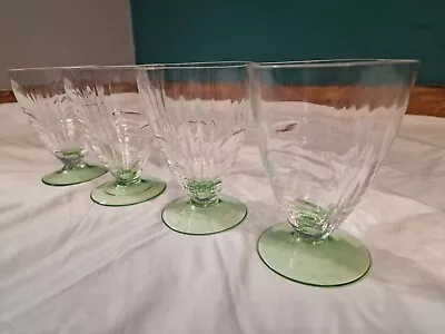 X4 Art Deco Style Glasses With Green Bases • £30