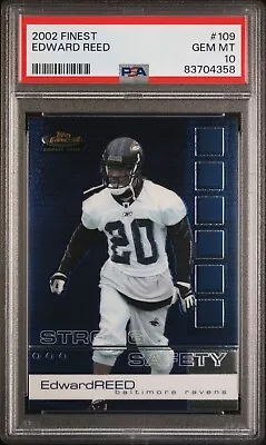 2002 Topps Finest Ed Edward Reed Rookie Card RC #109 PSA 10 Gem Mint Ravens HOF • $97