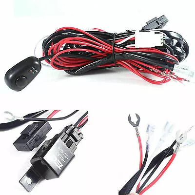 Universal Relay Harness Wire Kit + LED ON/OFF Switch For Fog Lights HID Worklamp • $19.95