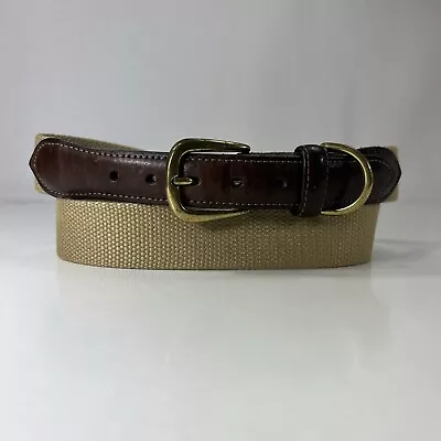 Dockers Beige Cotton Web & Brown Leather Dress Belt - Men's Size 36/90 • $13.60