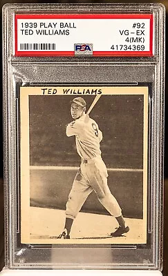 41734369 - Ted Williams - 1939 Play Ball #92 RC Rookie PSA 4 VG - EX (MK) • $1108.83