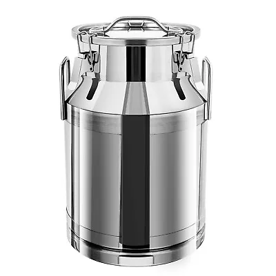 Stainless Steel Milk Churn Can Milk Jug Canister W/Carry Handle & Sealed Lid 30L • $102.01