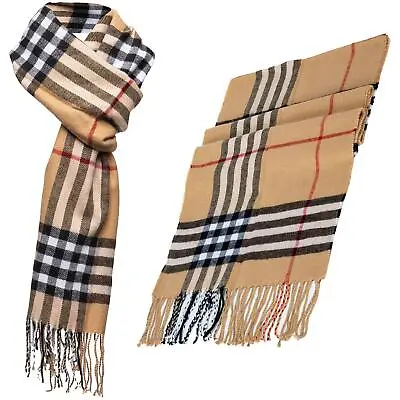 Mens Womens Unisex Scarf Warm Winter Soft Striped Tartan Ladies Neck Shawl Wrap • £6.99