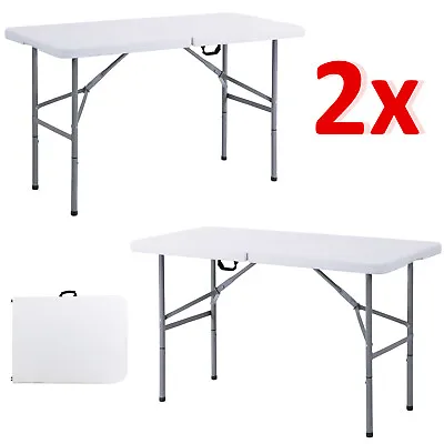 4ft Heavy Duty Folding Table Portable Plastic New Camping Garden Party Catering • £25.85