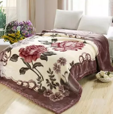 Korean  Mink Fleece Organic King Blanket 2 Ply Reversible Silky Soft Plush Warm • $109