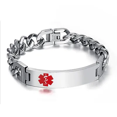   Stainless Steel  Alert ID Chain Bracelet Staff Jewelry • £6.55