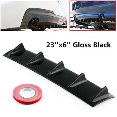 Universal Lower Rear Body Bumper Lip Diffuser Shark Fin Spoiler Gloss Black 5Fin • $40.58