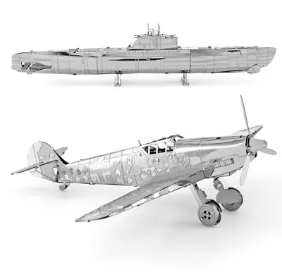 Fascinations Metal Earth Messerschmitt Bf-109 & German U-Boat Type XXI Model Kit • $15.95