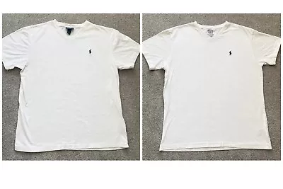 Lot Of TWO Polo Ralph Lauren Mens Short Sleeve V-Neck Cotton T-Shirt White L LG • $29.99