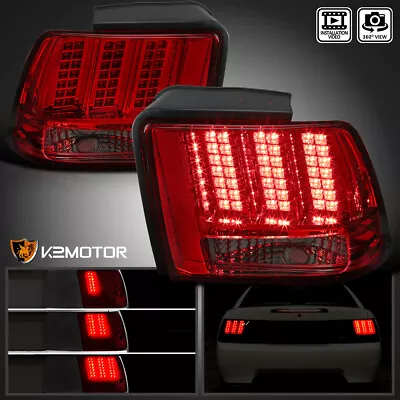 Red/Smoke Fits 1999-2004 Ford Mustang Sequential Signal LED Tail Lights Lamps • $100.65