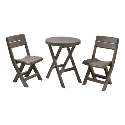 Inval 3-Piece Patio Bistro Set With Round Table By Rimax In Mocha • $124.14