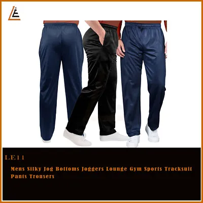 Mens Silky Jog Bottoms Joggers Lounge Gym Sports Tracksuit Pants Trousers • $12.42