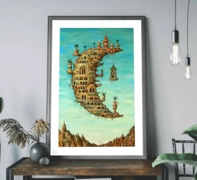 £7.99 • Buy Living On The Moon Salvador Dali. Vintage A4 Art Print Poster. Science Fiction 