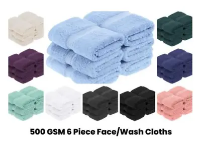 6X Face Cloths Wash Cloths Flannels Towels 100% Cotton Quick Dry Towels 500 GSM • £7.99