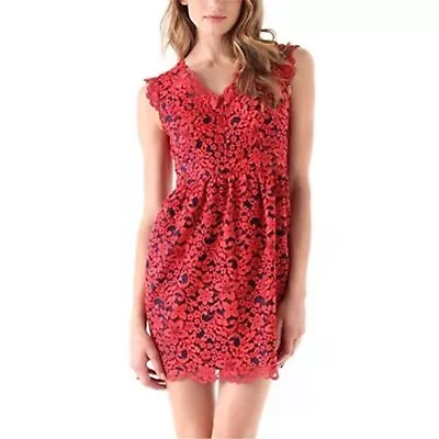 Shoshanna Lace Loren Dress Red With Navy - Size 10 • $65