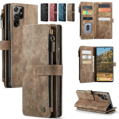 For Samsung Galaxy S22 S21 FE S20 S10 S9 S8 Plus Leather Zipper Card Wallet Case • $18.83