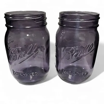TWO Purple Ball Jars Heritage 100th Anniv Edition Vintage Mason Pint (16oz Jars) • $14.99
