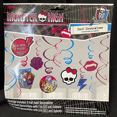 Monster High Party Swirl Decorations 6 Foil Swirl Decorations Cutouts • $14.99
