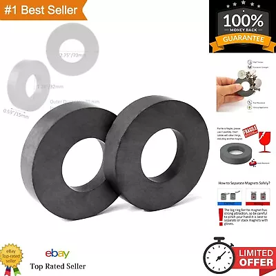 Round Ceramic Disc Magnets With Hole - Heavy Duty Industrial Magnets Pack Of 2 • $31.33