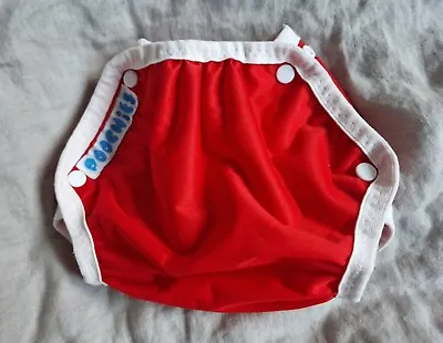 Poochies Baby Waterproof Pants Nappy Cover Red And White Adjustable  • £3.99