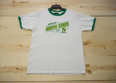 Minnesota North Stars Shirt Mens Large White Green Old Time Hockey NHL Ringer • $19.99
