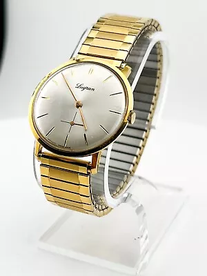 LUGRAN Gold Plated Stretch Band Vintage Hand Winding Mens Watch • $269.49