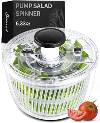 Large Pump Salad Spinner With Drain Bowl And Colander  Quick And Easy Multi-Use • $40