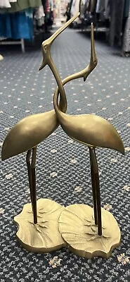 Vintage Brass Pair Of Cranes Bird Statue With Intertwined Necks 1970s Sculpture • $34.99