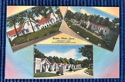 WEYMOUTH MA MASS ~ Boston Motor Court Motel On Route 3~Linen Postcard • $1.50