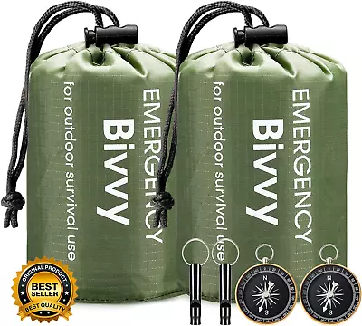 Emergency Sleeping Bag 2 Pack Portable Survival Thermal Bivy Sack Waterproof • $17.70