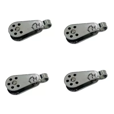 4Pc Marine Stainless Steel 1/4  Pulley Block Removable Pin & Toggle Nylon Sheave • $22.99