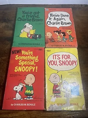 4 VINTAGE Set 1 Snoopy Charlie Brown Peanuts By Charles Schulz Paperback Books • $15