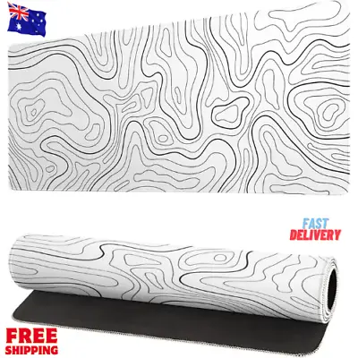 Siski Topographic Contour White Gaming Mouse Pad XL Geographic Map Lines Extende • $13.30